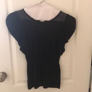 Sm Arden B bl shirt w/big sleeves & mesh details.